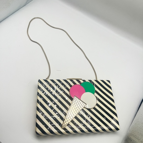 kate spade Ice Cream Cone Striped Black and White Crossbody - Picture 4 of 9
